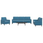 vidaXL Set de canapele cu perne, 4 piese, albastru, catifea vidaXL Set de canapele cu perne, 4 piese, albastru, catifea