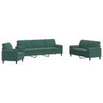 vidaXL Set canapele cu perne/rulouri, 3 piese, verde închis, catifea vidaXL Set canapele cu perne/rulouri, 3 piese, verde închis, catifea
