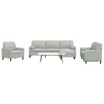 vidaXL Set de canapele cu perne/rulouri, 4 piese, gri deschis, catifea