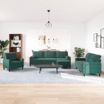vidaXL Set canapele cu perne/rulouri, 4 piese, verde închis, catifea vidaXL Set canapele cu perne/rulouri, 4 piese, verde închis, catifea