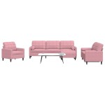 vidaXL Set canapele cu perne/rulouri, 4 piese, roz, catifea vidaXL Set canapele cu perne/rulouri, 4 piese, roz, catifea