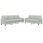 vidaXL Set de canapele cu perne, 2 piese, gri deschis, catifea vidaXL Set de canapele cu perne, 2 piese, gri deschis, catifea