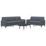 vidaXL Set de canapele cu perne, 2 piese, gri închis, catifea vidaXL Set de canapele cu perne, 2 piese, gri închis, catifea