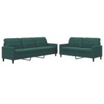vidaXL Set de canapele cu perne, 2 piese, verde închis, catifea vidaXL Set de canapele cu perne, 2 piese, verde închis, catifea
