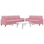 vidaXL Set de canapele cu perne, 2 piese, roz, catifea vidaXL Set de canapele cu perne, 2 piese, roz, catifea