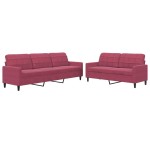 vidaXL Set canapele cu perne, 2 piese, roșu vin, catifea vidaXL Set canapele cu perne, 2 piese, roșu vin, catifea