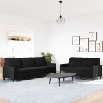 vidaXL Set de canapele cu perne, 2 piese, negru, catifea