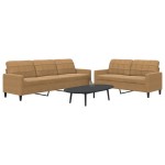 vidaXL Set de canapele cu perne, 2 piese, maro, catifea