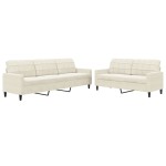 vidaXL Set de canapele cu perne, 2 piese, crem, catifea