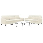vidaXL Set de canapele cu perne, 2 piese, crem, catifea