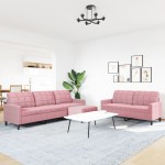 vidaXL Set de canapele cu perne, 3 piese, roz, catifea vidaXL Set de canapele cu perne, 3 piese, roz, catifea