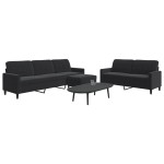 vidaXL Set de canapele cu perne, 3 piese, negru, catifea vidaXL Set de canapele cu perne, 3 piese, negru, catifea