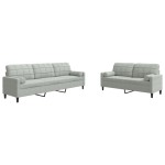 vidaXL Set de canapele cu perne, 2 piese, gri deschis, catifea vidaXL Set de canapele cu perne, 2 piese, gri deschis, catifea