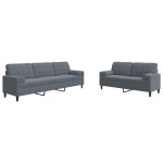 vidaXL Set de canapele cu perne/rulouri, 2 piese, gri închis, catifea