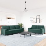 vidaXL Set canapele cu perne/rulouri, 2 piese, verde închis, catifea