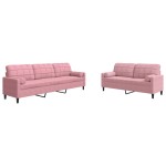 vidaXL Set canapele cu perne/rulouri, 2 piese, roz, catifea vidaXL Set canapele cu perne/rulouri, 2 piese, roz, catifea