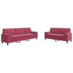 vidaXL Set canapea cu perne/rulouri, 2 piese, roșu vin, catifea
