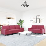 vidaXL Set canapea cu perne/rulouri, 2 piese, roșu vin, catifea