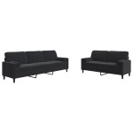 vidaXL Set de canapele cu perne/rulouri, 2 piese, negru, catifea