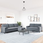 vidaXL Set de canapele cu perne/rulouri, 3 piese, gri închis, catifea