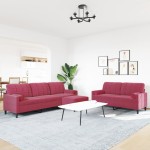 vidaXL Set canapea cu perne/rulouri, 3 piese, roșu vin, catifea