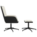 vidaXL Scaun de relaxare cu taburet, alb crem, catifea și PVC vidaXL Scaun de relaxare cu taburet, alb crem, catifea și PVC