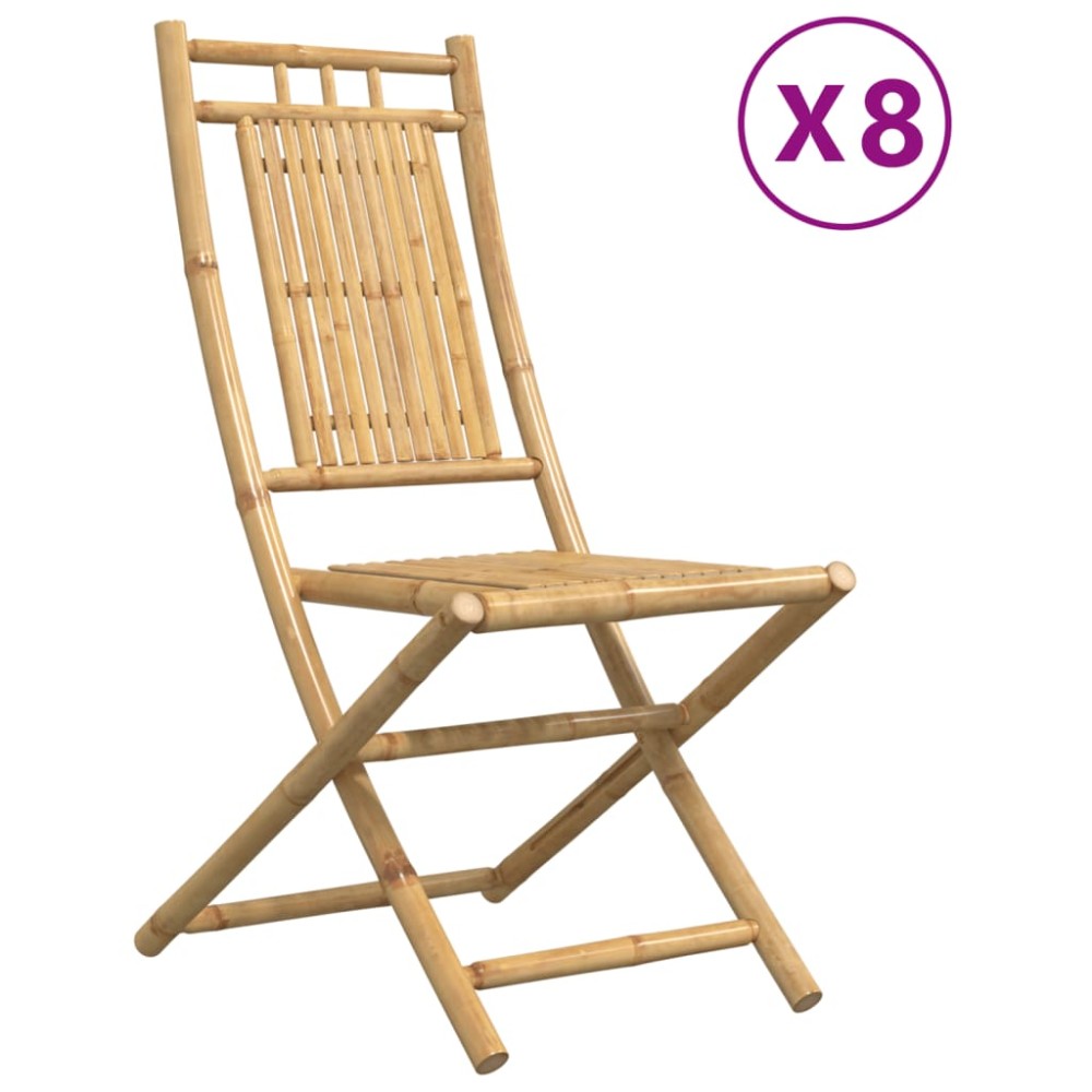 vidaXL Scaune de grădină pliabile, 8 buc., 46x66x99 cm, bambus