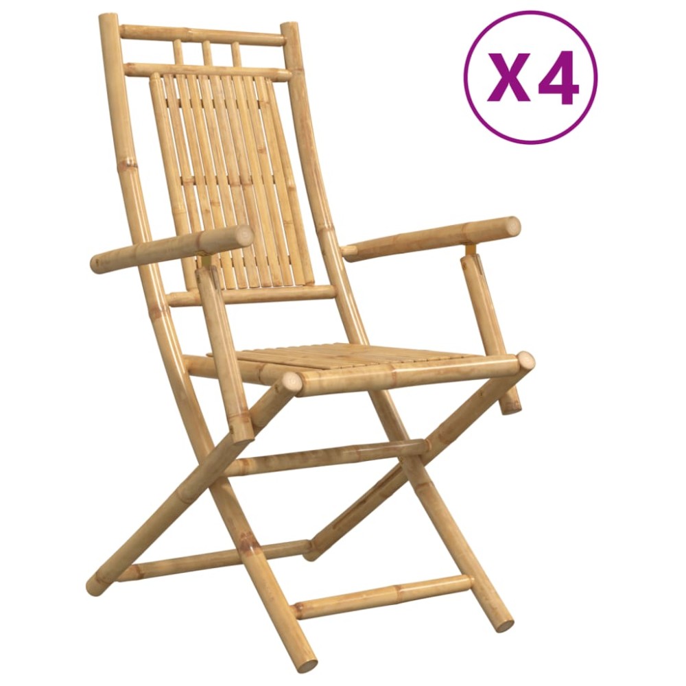vidaXL Scaune de grădină pliabile, 4 buc., 53x66x99 cm, bambus