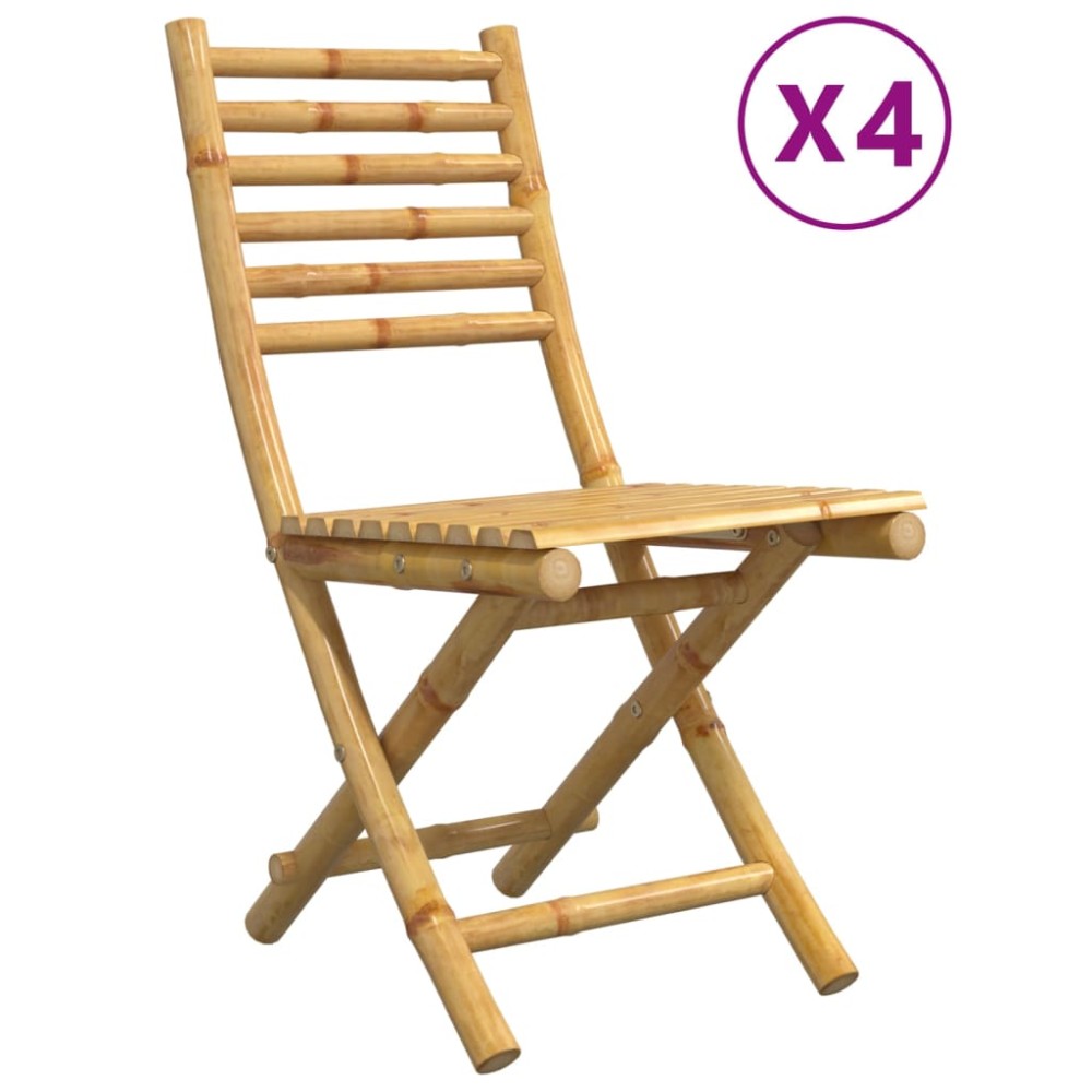 vidaXL Scaune de grădină pliabile, 4 buc., 43x54x88 cm, bambus