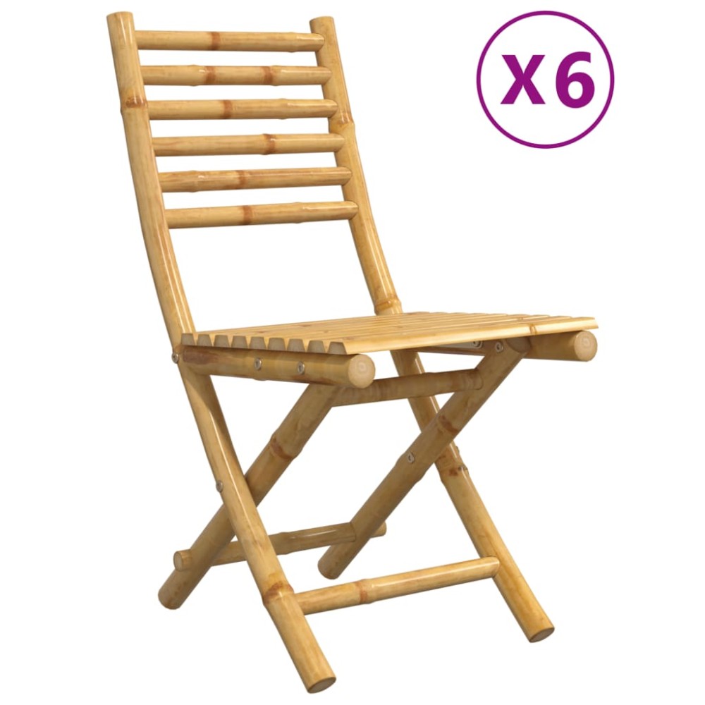 vidaXL Scaune de grădină pliabile, 6 buc., 43x54x88 cm, bambus