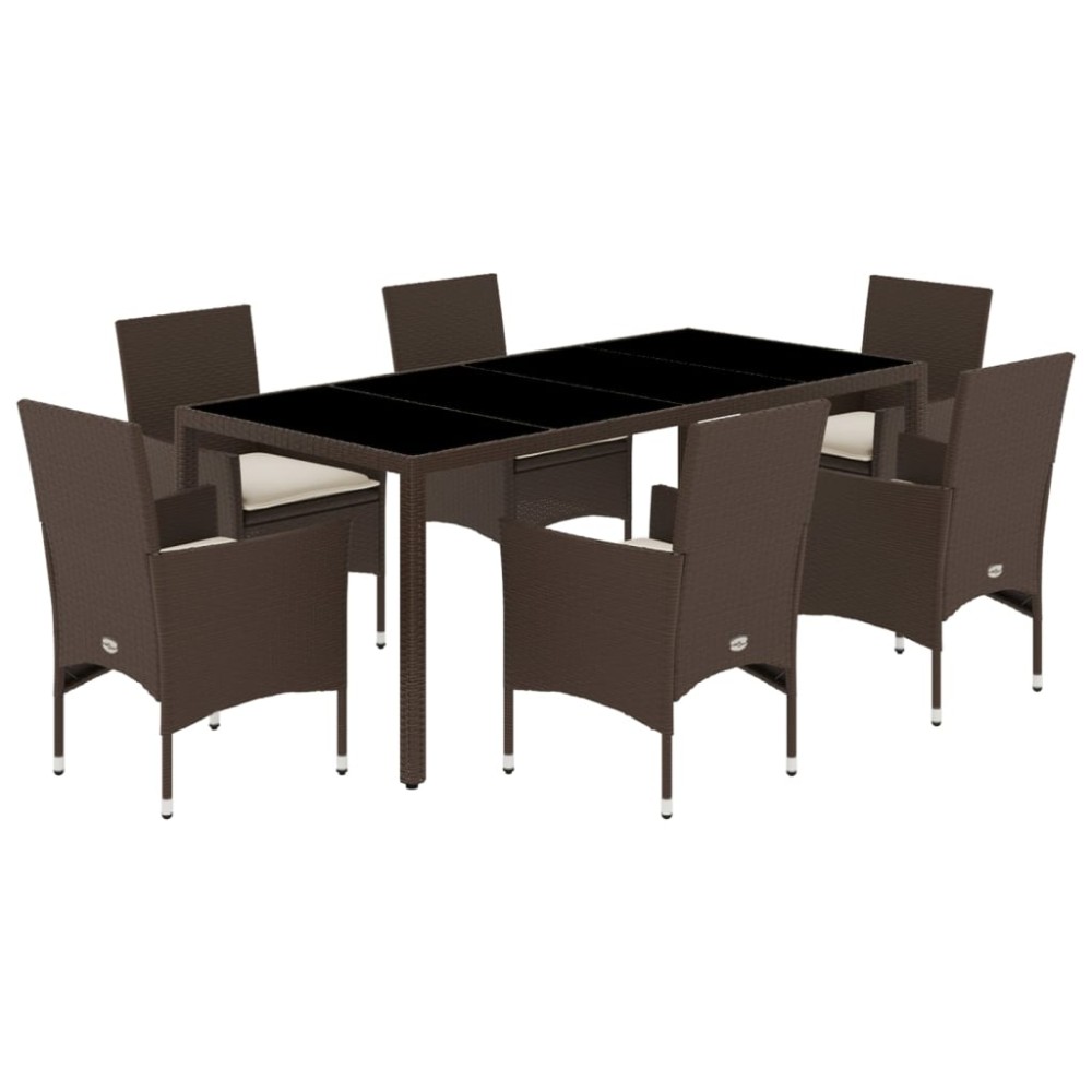 vidaXL Set mobilier de grădină cu perne, 7 piese, poliratan și sticlă