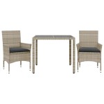vidaXL Set mobilier grădină perne 3 piese gri deschis poliratan sticlă vidaXL Set mobilier grădină perne 3 piese gri deschis poliratan sticlă