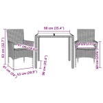 vidaXL Set mobilier grădină perne 3 piese gri deschis poliratan sticlă vidaXL Set mobilier grădină perne 3 piese gri deschis poliratan sticlă