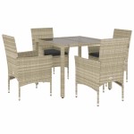 vidaXL Set mobilier grădină perne 5 piese gri deschis poliratan sticlă vidaXL Set mobilier grădină perne 5 piese gri deschis poliratan sticlă