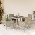 vidaXL Set mobilier grădină perne 5 piese gri deschis poliratan sticlă vidaXL Set mobilier grădină perne 5 piese gri deschis poliratan sticlă