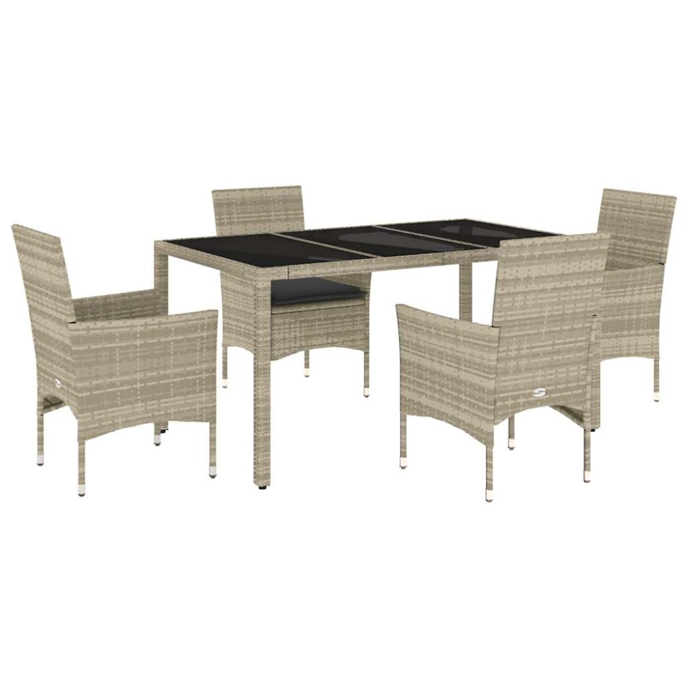 vidaXL Set mobilier grădină perne 5 piese gri deschis poliratan sticlă