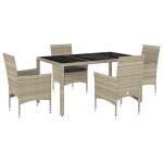 vidaXL Set mobilier grădină perne 5 piese gri deschis poliratan sticlă vidaXL Set mobilier grădină perne 5 piese gri deschis poliratan sticlă