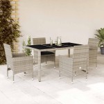 vidaXL Set mobilier grădină perne 5 piese gri deschis poliratan sticlă vidaXL Set mobilier grădină perne 5 piese gri deschis poliratan sticlă