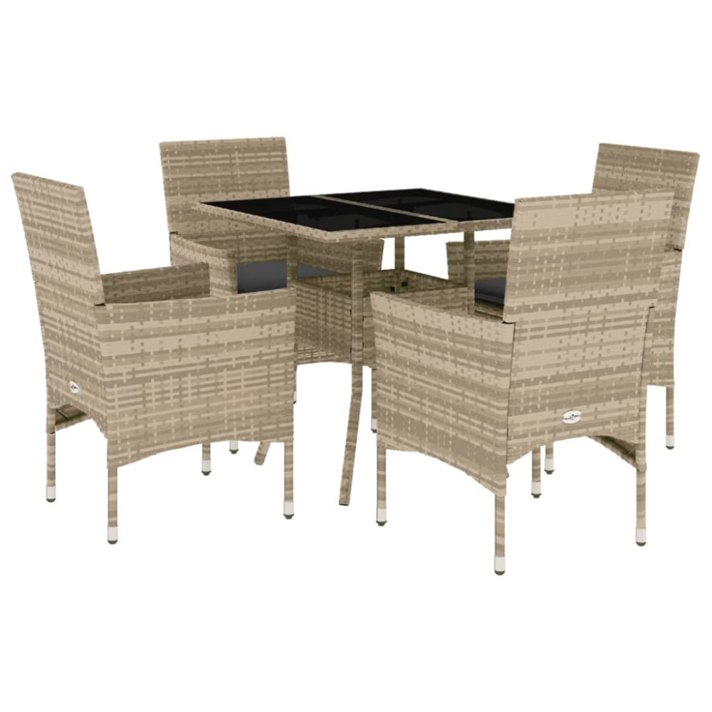 vidaXL Set mobilier grădină perne 5 piese gri deschis poliratan sticlă