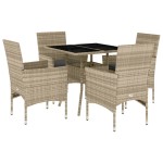 vidaXL Set mobilier grădină perne 5 piese gri deschis poliratan sticlă vidaXL Set mobilier grădină perne 5 piese gri deschis poliratan sticlă