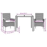 vidaXL Set mobilier grădină perne 3 piese negru poliratan/lemn acacia vidaXL Set mobilier grădină perne 3 piese negru poliratan/lemn acacia