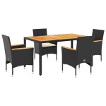 vidaXL Set mobilier grădină perne 5 piese negru poliratan/lemn acacia vidaXL Set mobilier grădină perne 5 piese negru poliratan/lemn acacia