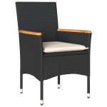vidaXL Set mobilier grădină perne 9 piese negru poliratan/lemn acacia vidaXL Set mobilier grădină perne 9 piese negru poliratan/lemn acacia