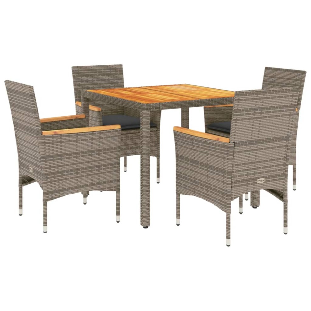 vidaXL Set mobilier grădină cu perne 5 piese gri poliratan/lemn acacia