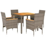 vidaXL Set mobilier grădină cu perne 5 piese gri poliratan/lemn acacia