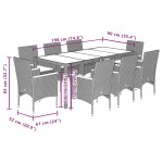 vidaXL Set mobilier grădină cu perne 9 piese gri poliratan/lemn acacia