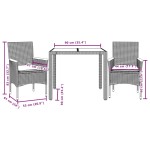 vidaXL Set mobilier grădină cu perne 3 piese bej poliratan/lemn acacia