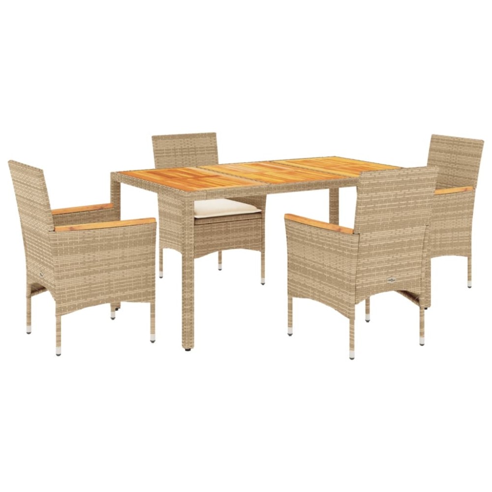 vidaXL Set mobilier grădină cu perne 5 piese bej poliratan/lemn acacia