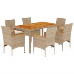 vidaXL Set mobilier grădină cu perne 7 piese bej poliratan/lemn acacia