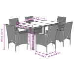 vidaXL Set mobilier grădină perne 7 piese negru poliratan/lemn acacia vidaXL Set mobilier grădină perne 7 piese negru poliratan/lemn acacia
